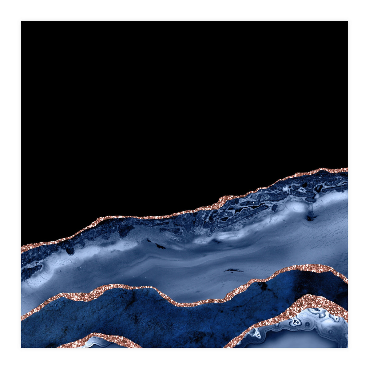 Navy & Rose Gold Agate Texture 17  (Print Only)