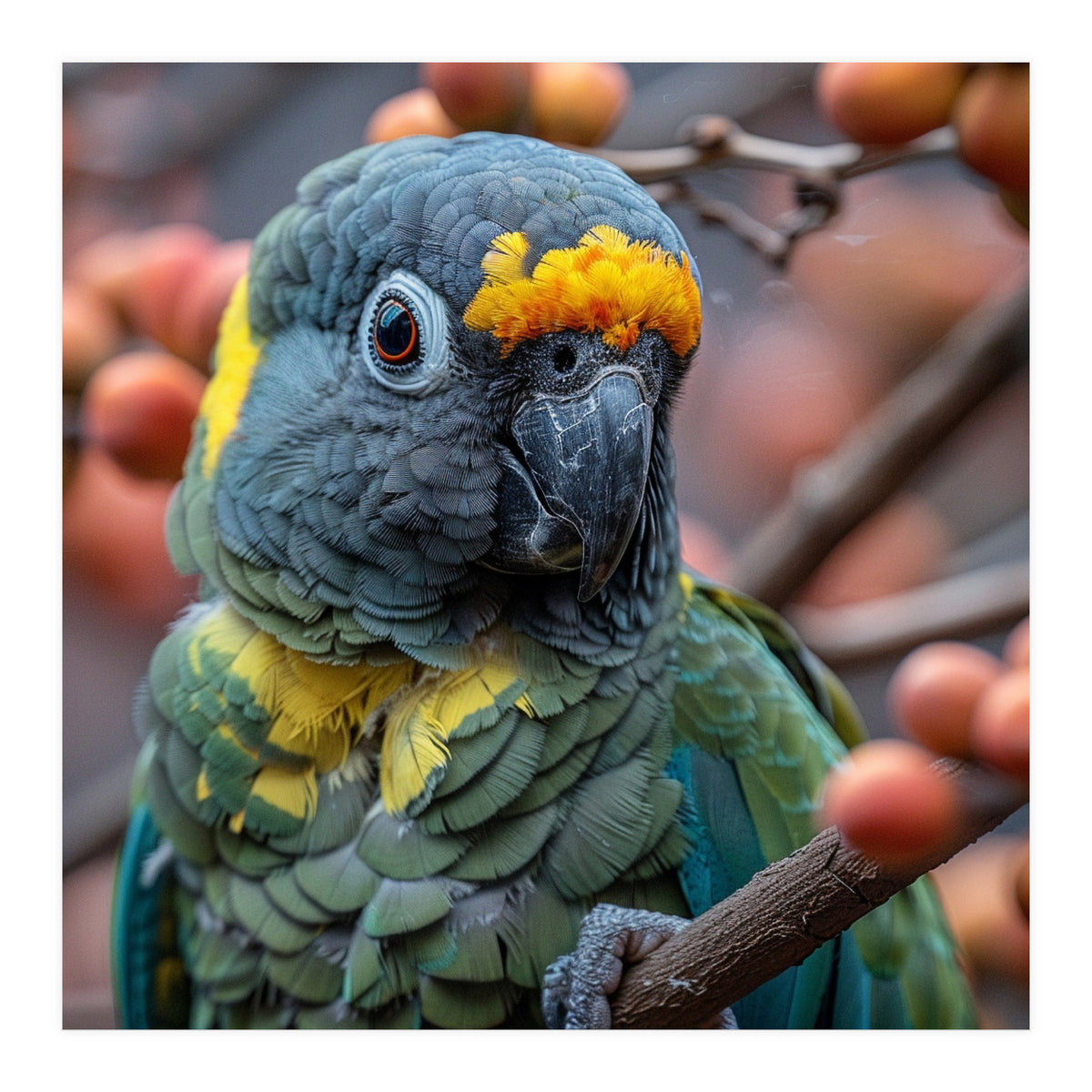 Yellow Headed Amazon Parrot Close Up Portrait (Print Only)