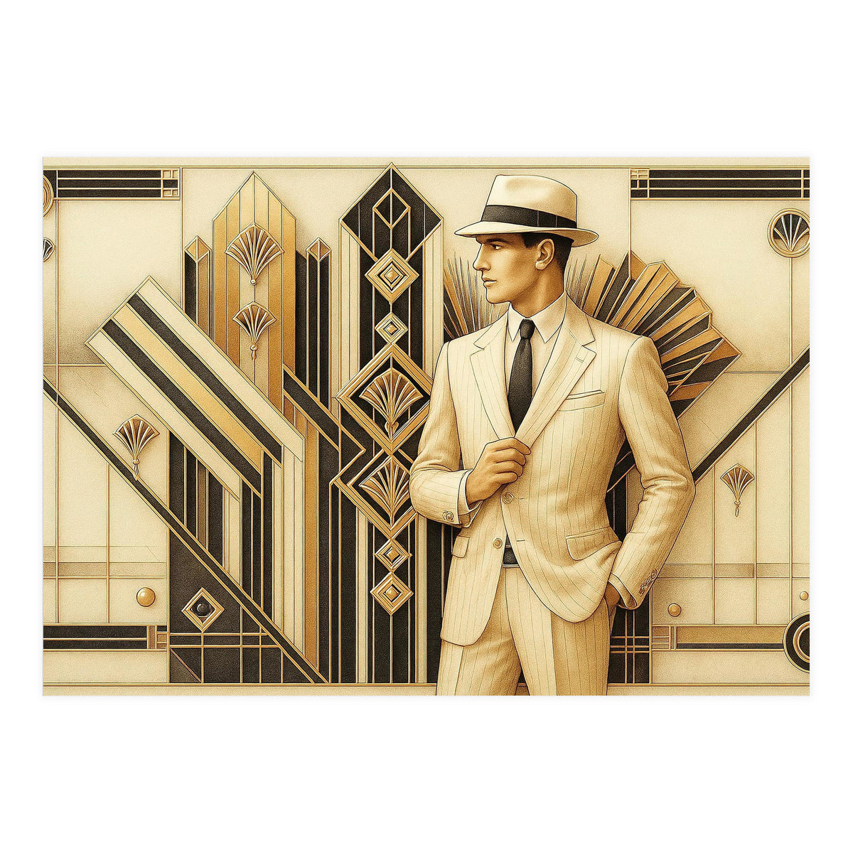 Gatsby Gentleman Art Deco Scene (Print Only)