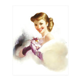 Beautiful Smiling Lady In White (Print Only) thumbnail