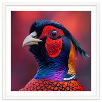 Close Up Pheasant Bird Head Detailed Feathers