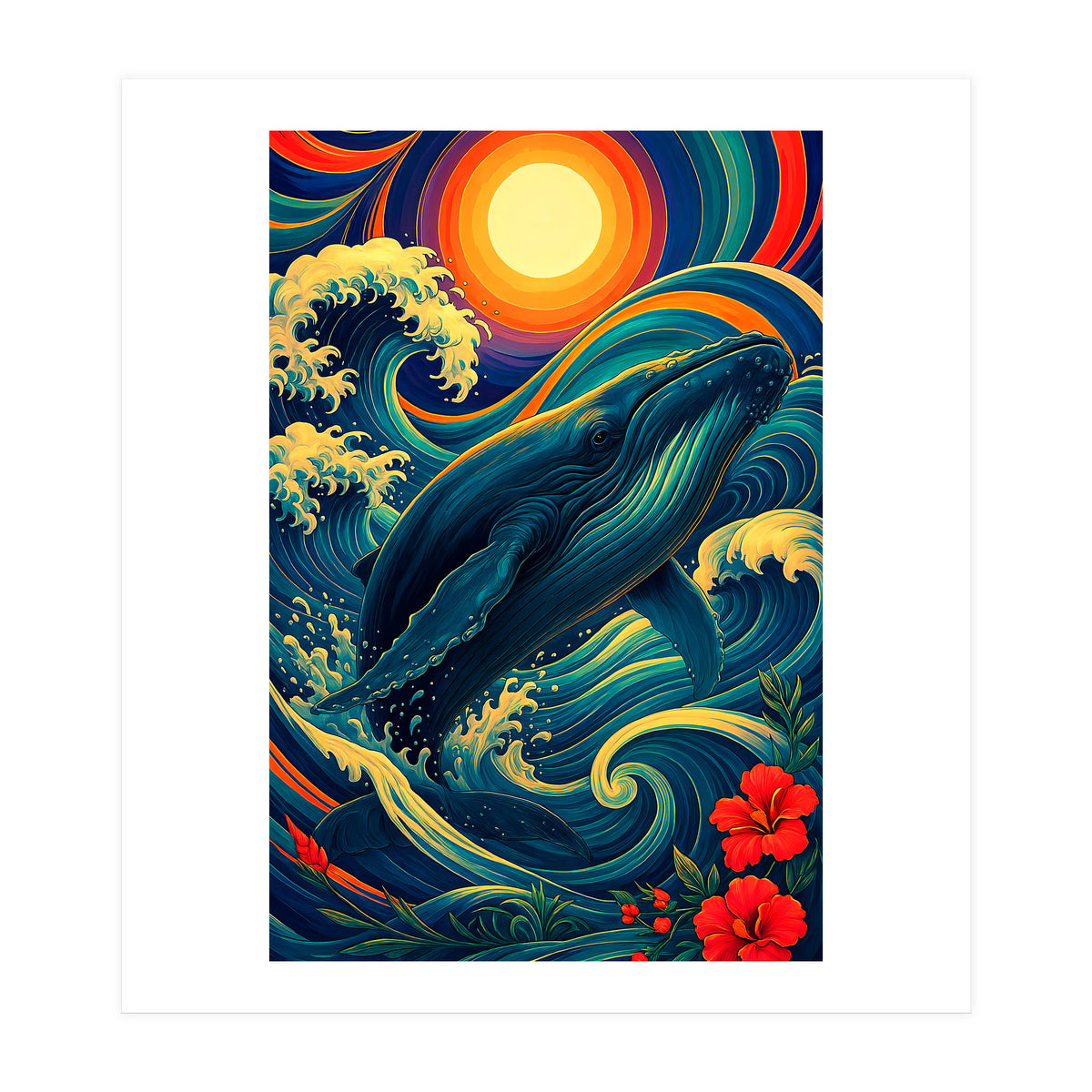 Whale Ocean Wave (Print Only)