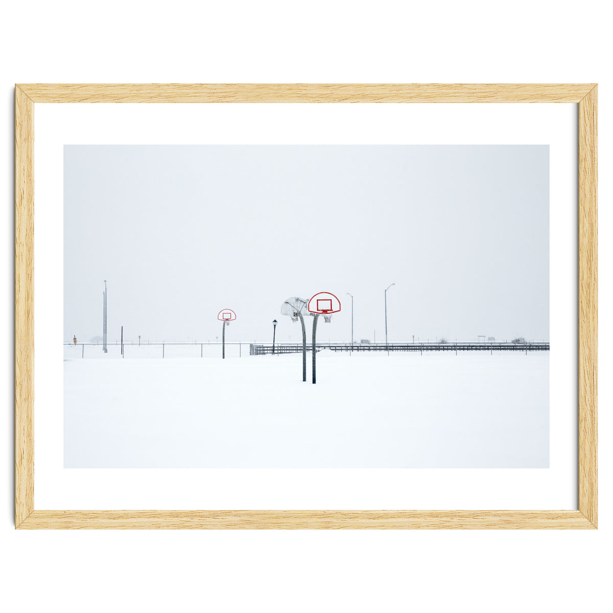 Snow-covered Basketball court