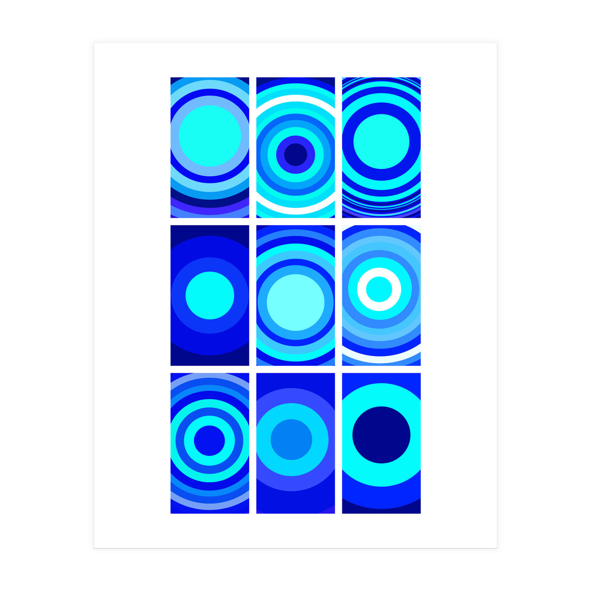 Circles & Rectangles Alt Blue 3 X 3: 2 (Print Only)