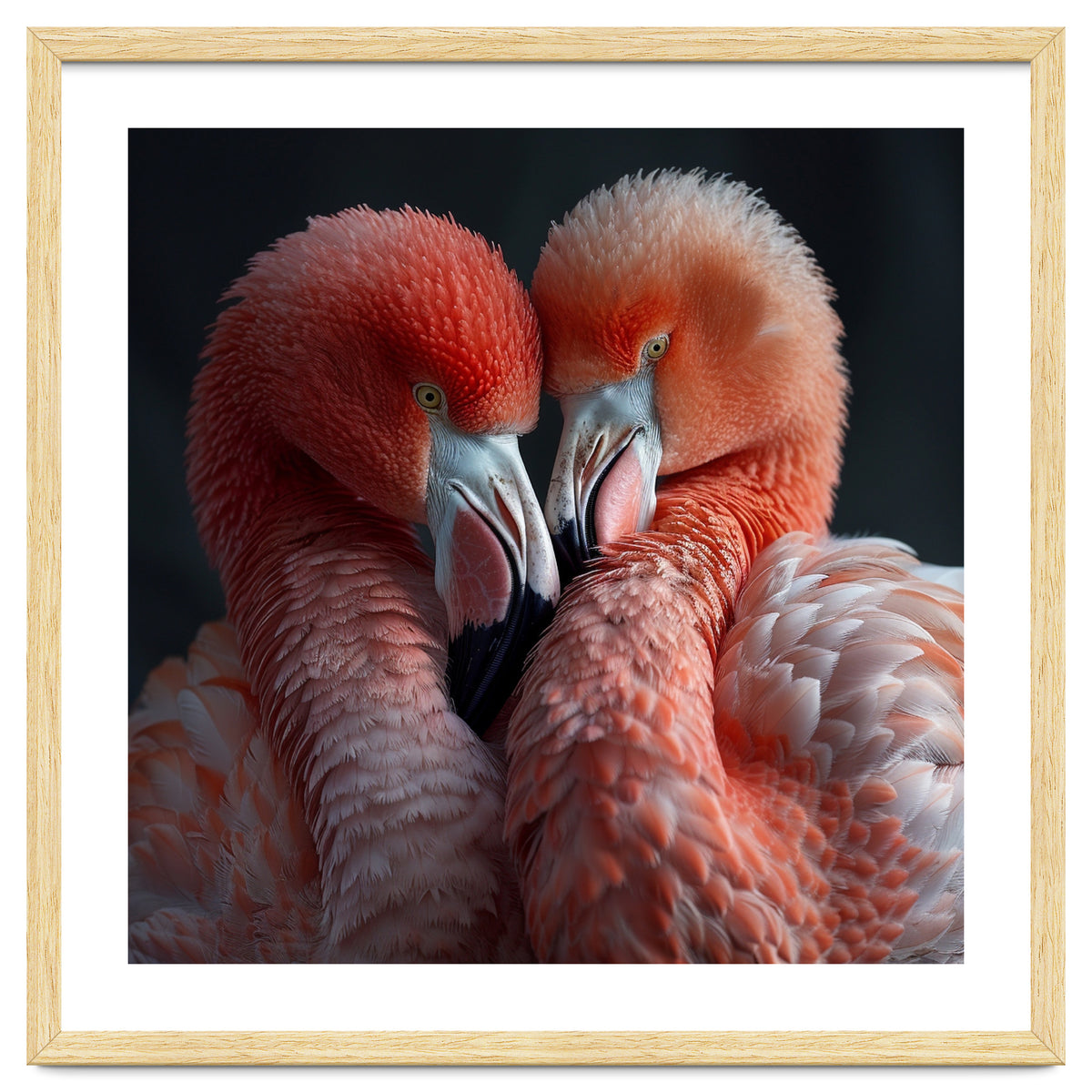 Two Flamingos Together Showing Affection