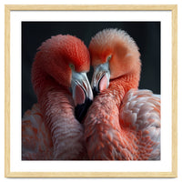 Two Flamingos Together Showing Affection
