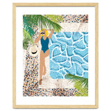 Click, Summer Travel Poolside Swim, Moroccan Tiles Staycation Vacation Holiday, Bohemian Woman Swimsuit Fashion Pose thumbnail