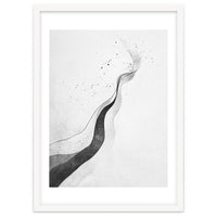 Abstract Black And White Ink Flowing Lines With Splatter