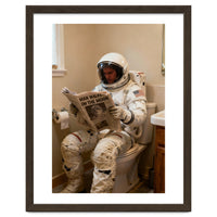Retro AstronautReading Newspaper, Toilet Humor, Astronaut on Toilet