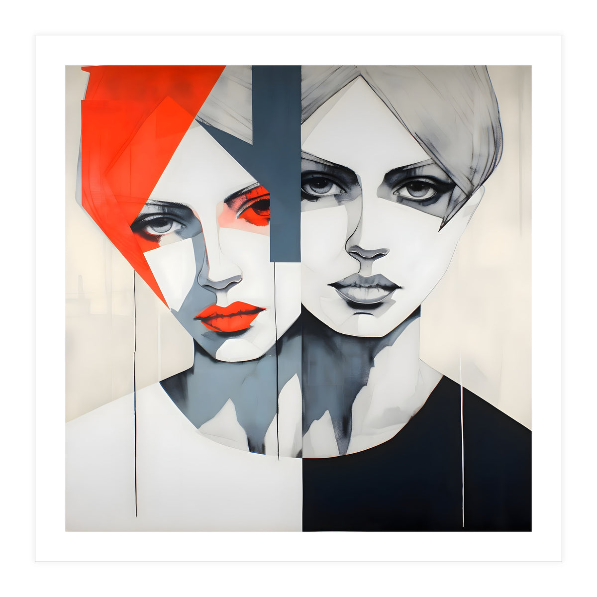 CHIC, Fashion in it's simplist form, two chic women head and shoulders portrait. (Print Only)