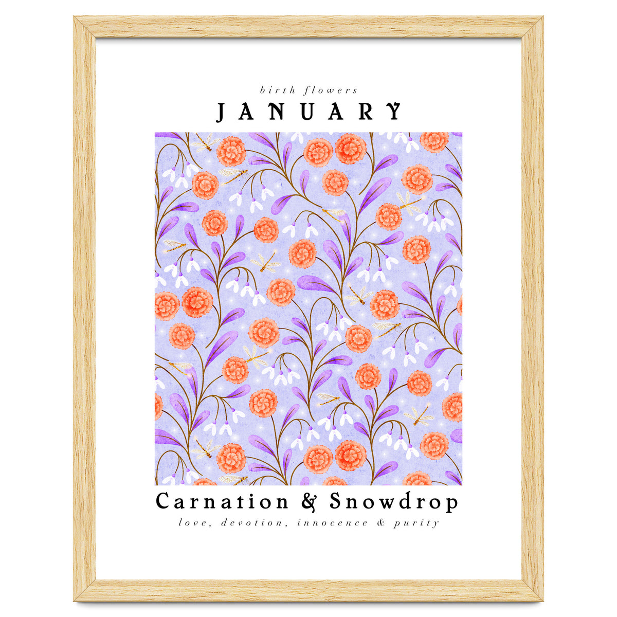 Carnation & Snowdrop January Birth Flower