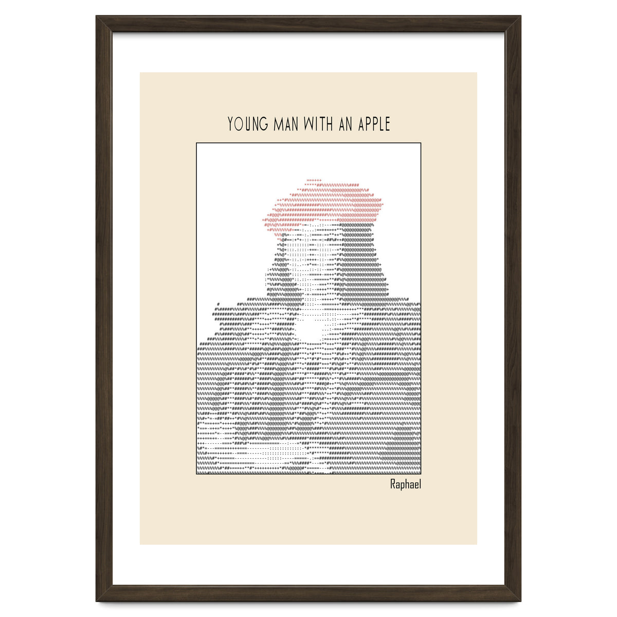 Young Man with an Apple (1505) – Raphael (ascii art)