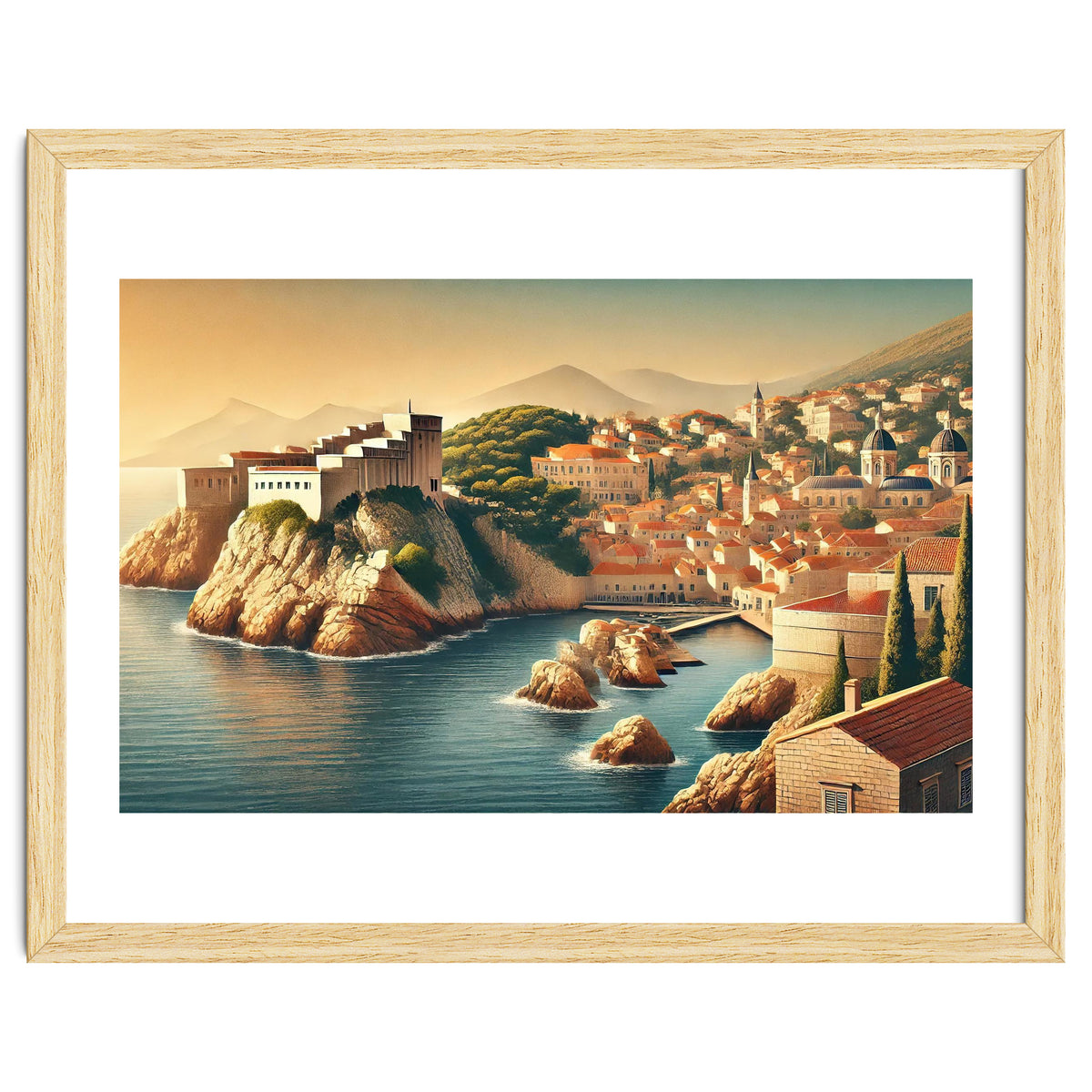 Vintage Croatia, Dubrovnik Coastal Poster