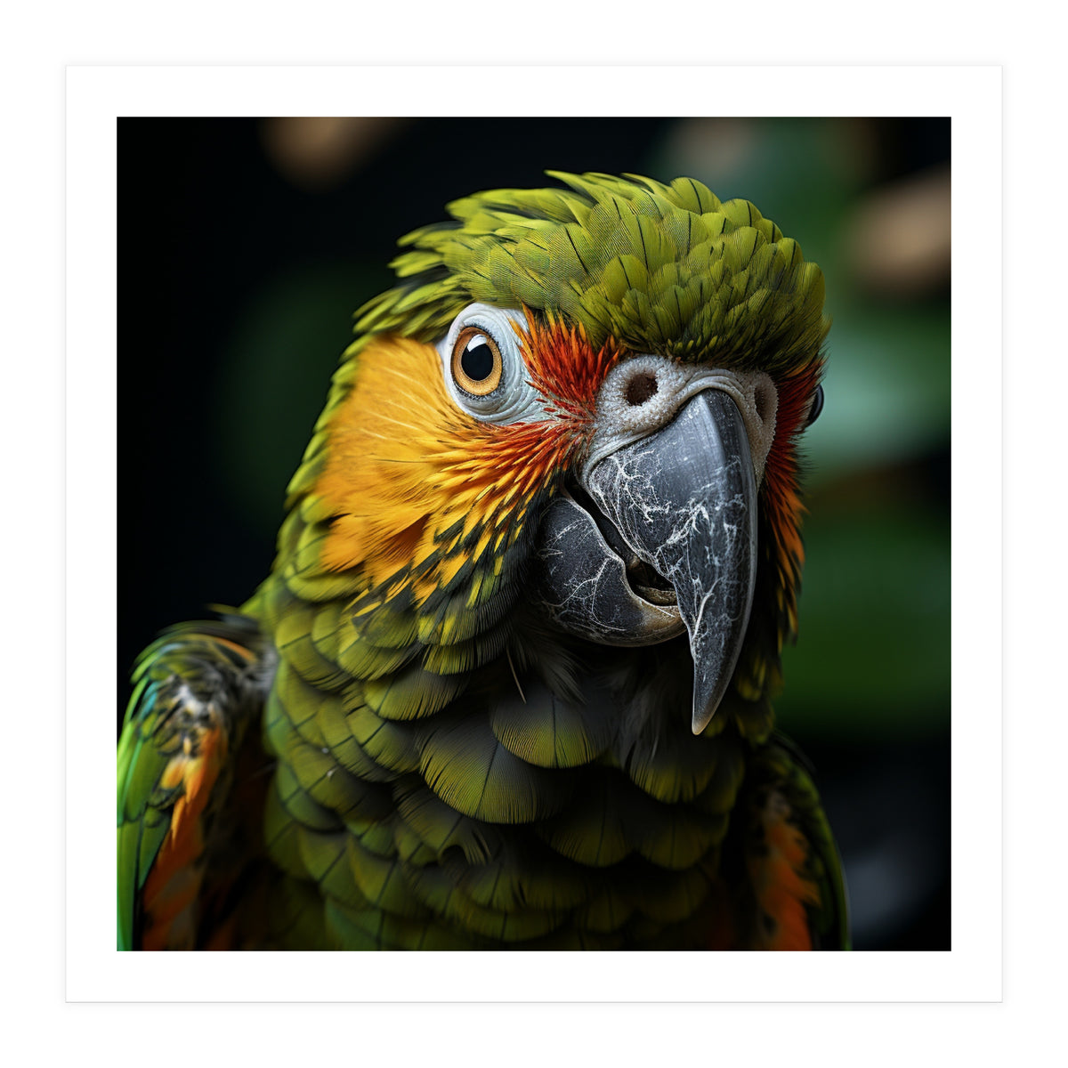 Close Up Of A Colorful Macaw Parrot Face (Print Only)