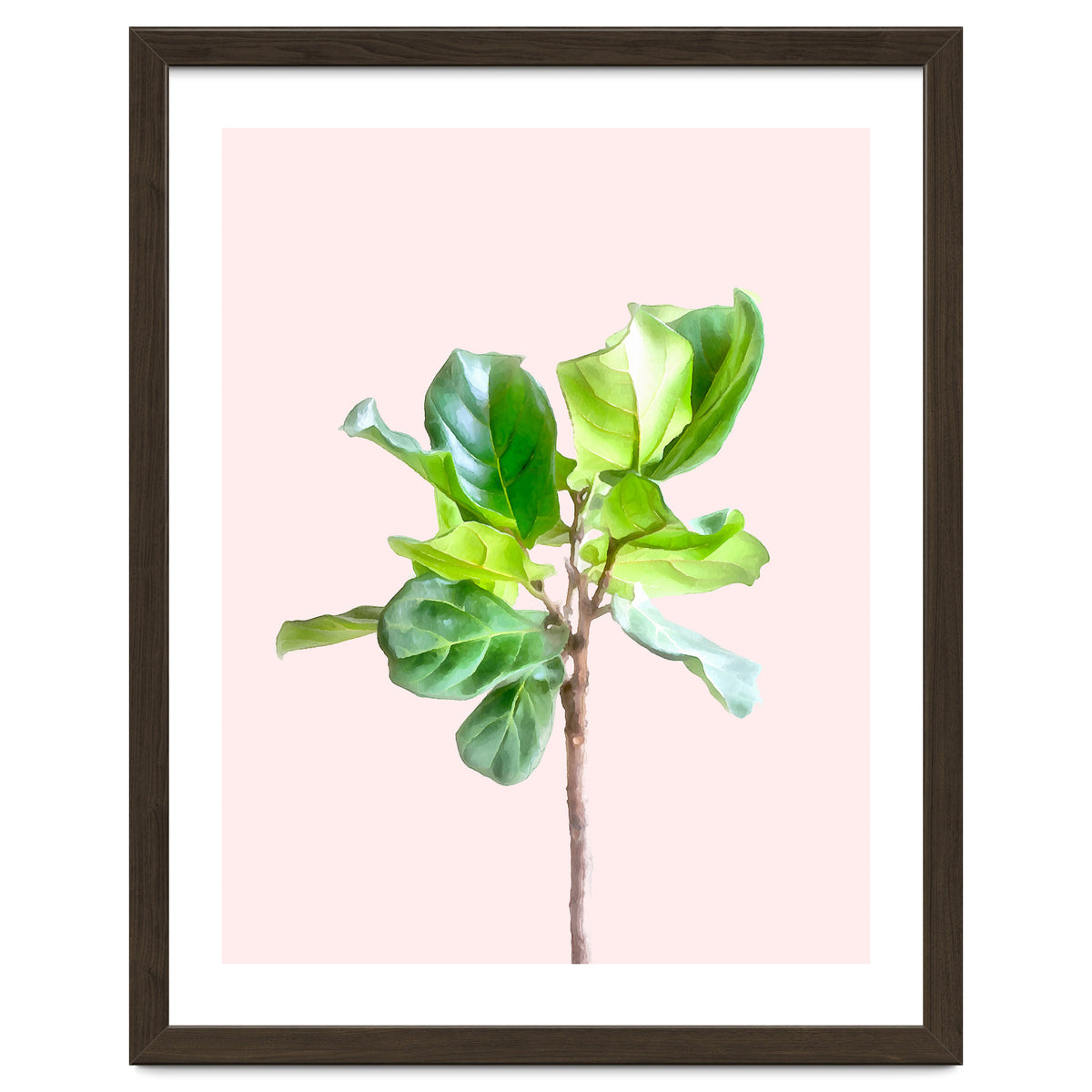 Intimate Energy, Blush Pastel Botanical Plant Minimal Painting, Pink Green Nature
