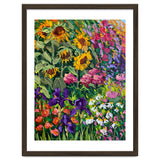 Vibrant Summer Sunflower and Iris Meadow Oil Painting thumbnail