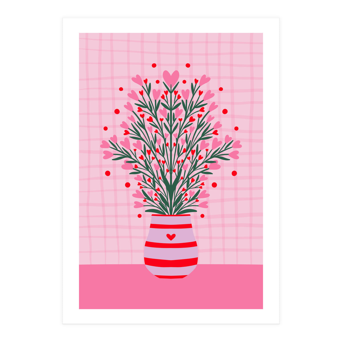 Heart Flowers Vase (Print Only)