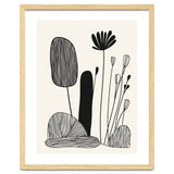 Abstract Black And White Botanical Illustration With Organic Shapes thumbnail