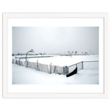 Snow-covered deserted basketball court in winter thumbnail