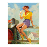 Pinup Girl On A Fence Showing A Love Letter (Print Only) thumbnail