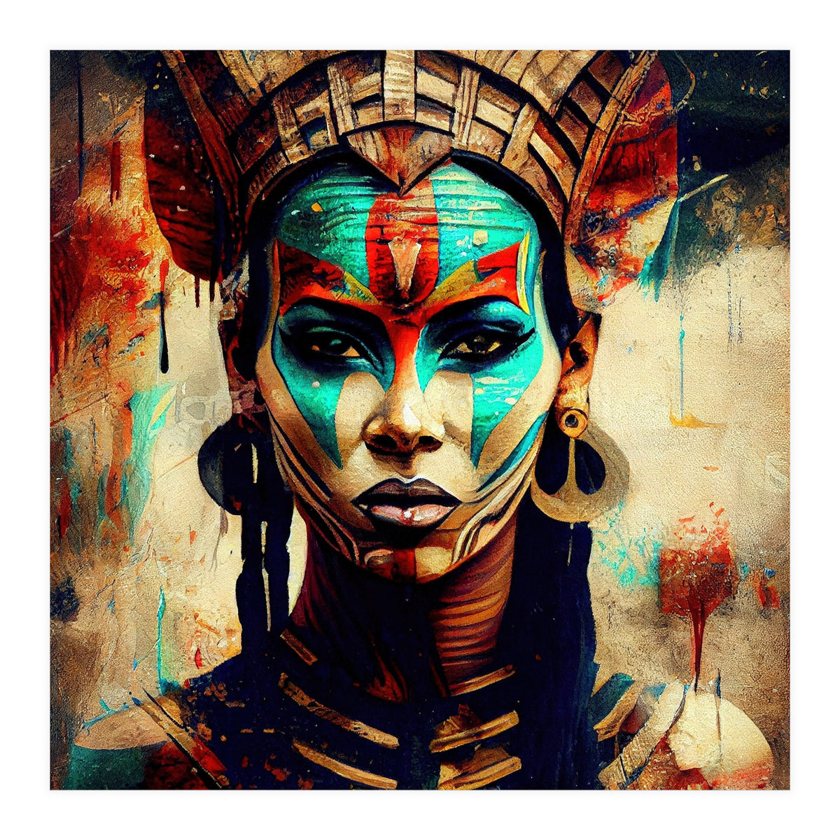 Armored Warrior Woman Portrait (Print Only)