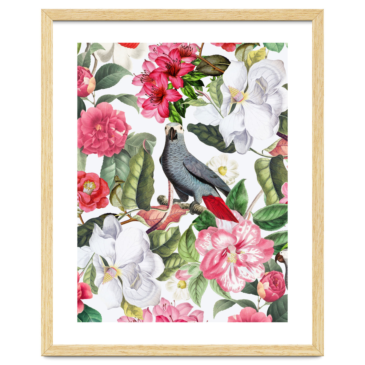 Vintage Cockatoo in Flower Jungle