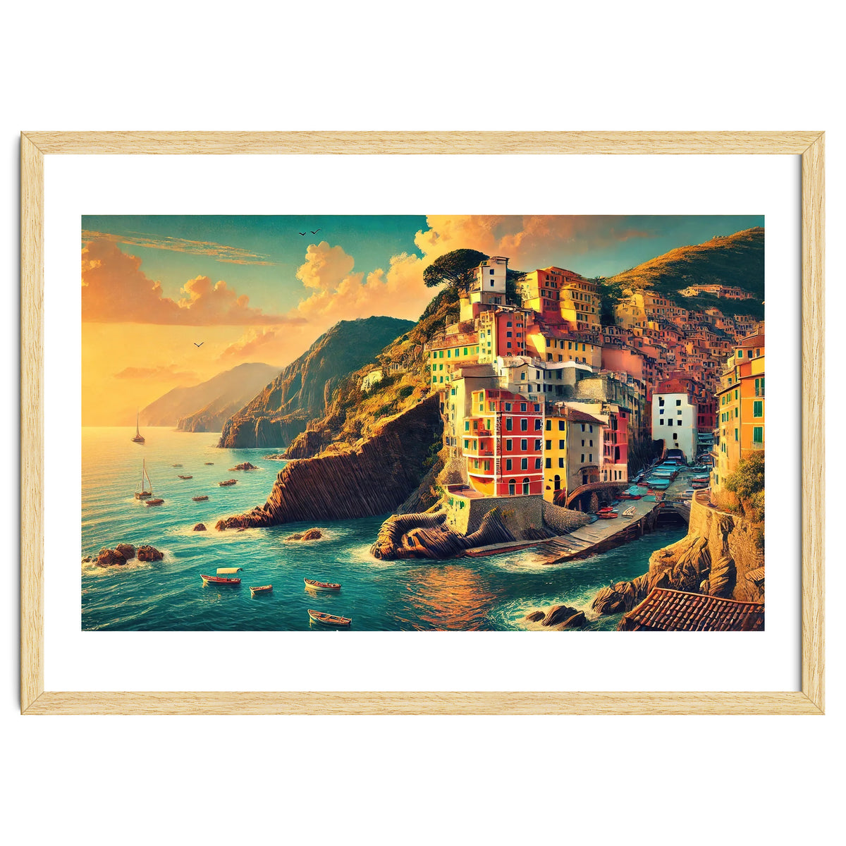 Vintage Cinque Terre Poster, Italy