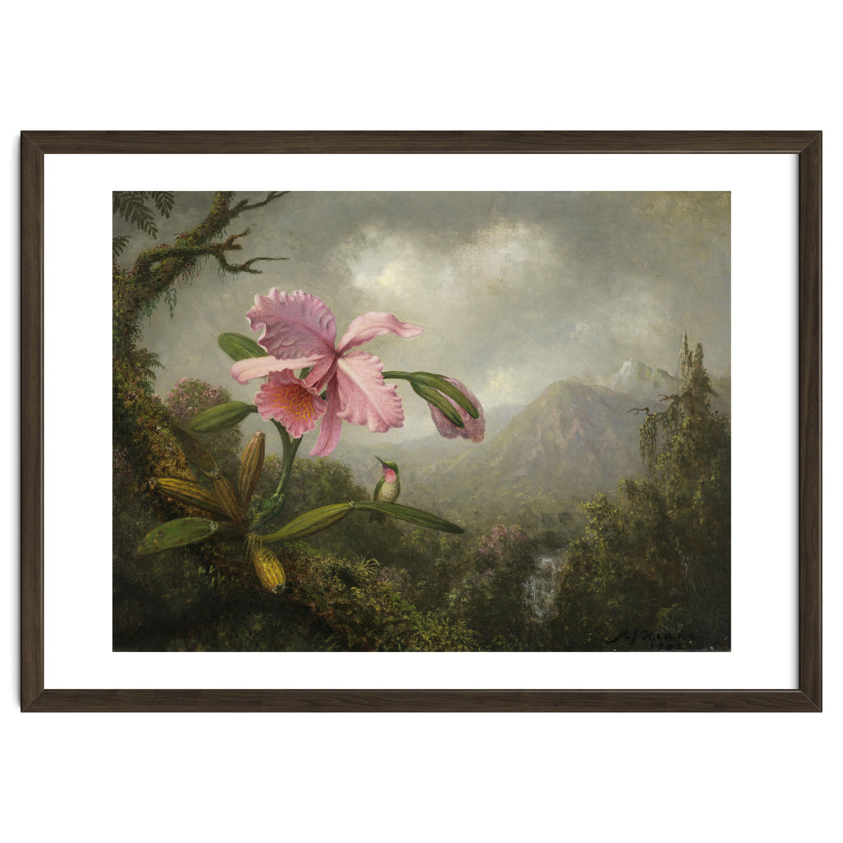 Martin Johnson Heade (Lumberville, 1819-St. Augustine, 1904). Orchid and Hummingbird near a Water...