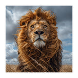 Majestic Lion Portrait Windblown Mane Outdoors (Print Only) thumbnail
