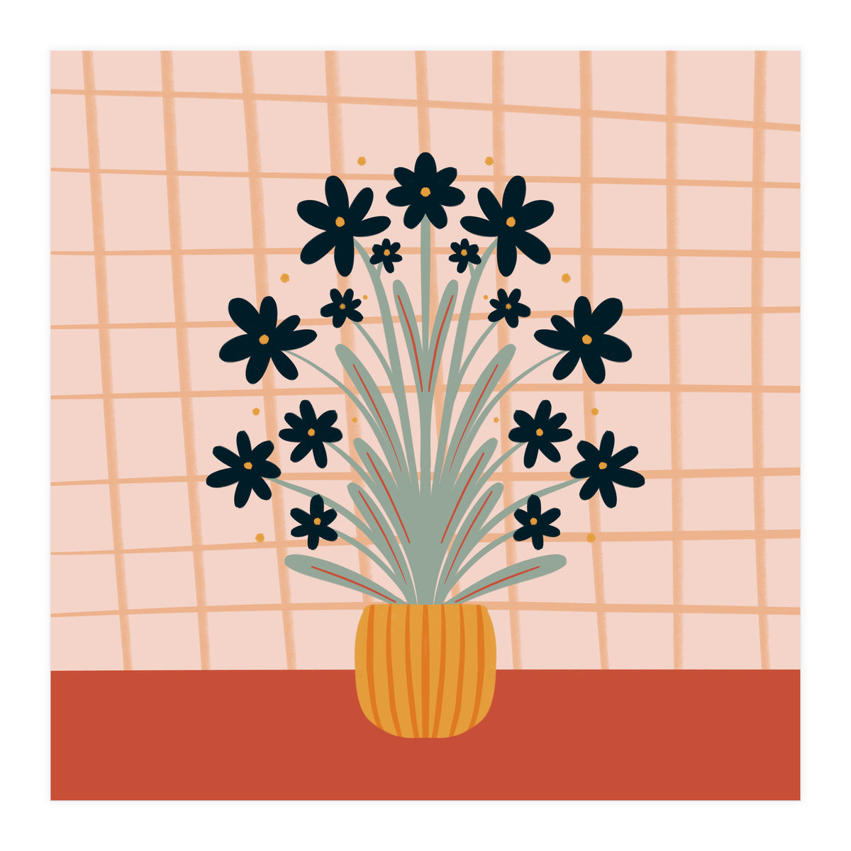 Floral Vase Orange (Print Only)