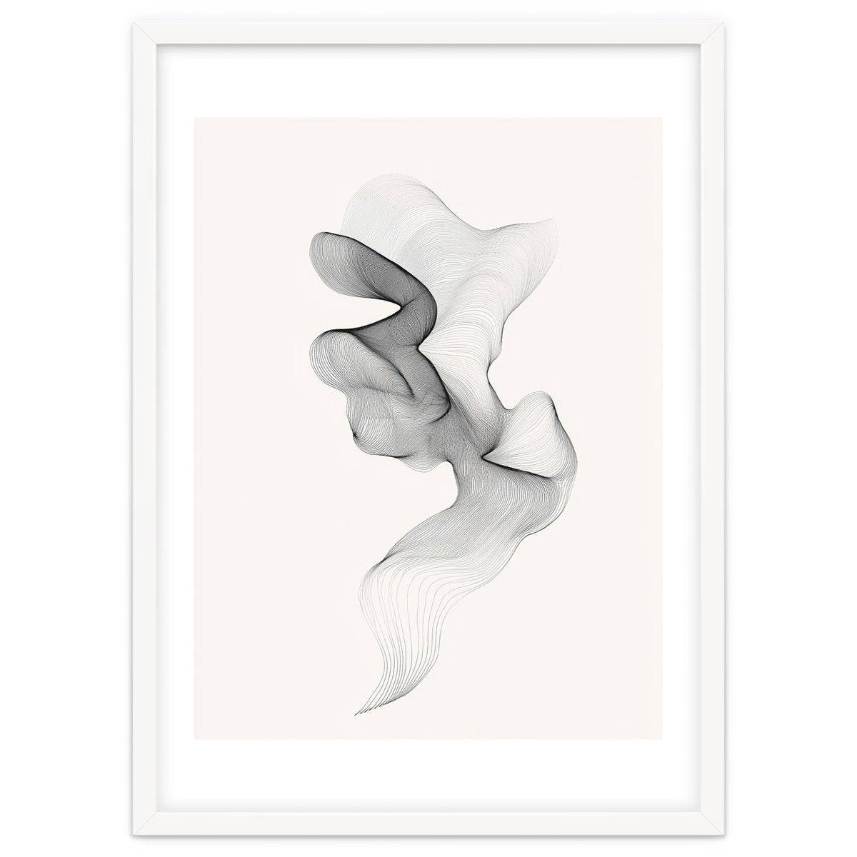 Abstract Black And White Swirling Lines Flowing Form