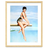 Smiling Sexy Pinup Girl Posing On A Board thumbnail