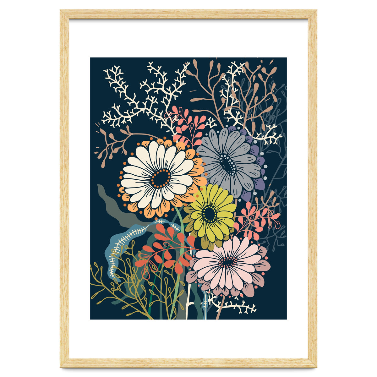Springtime daisies dark blue