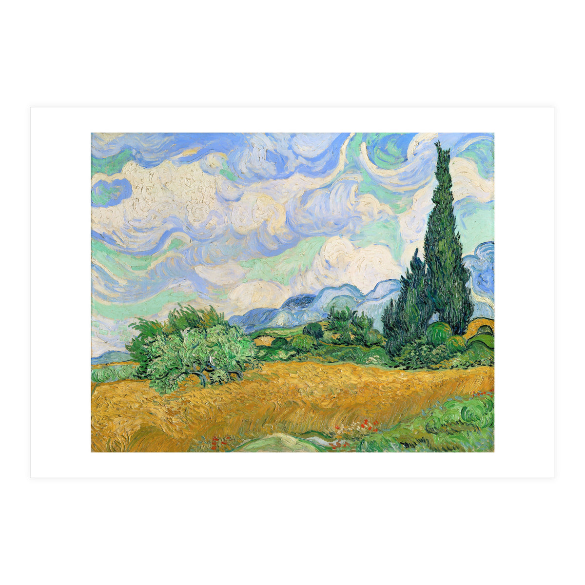 Wheat Field with Cypresses. (Print Only)