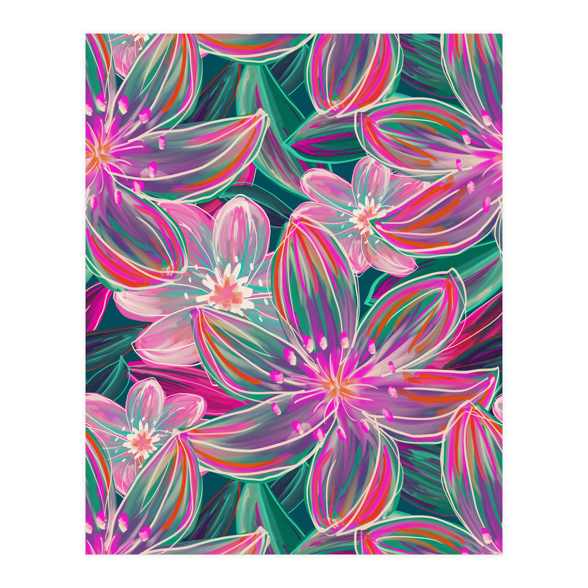 Fluo Bloom Purple & Emerald (Print Only)