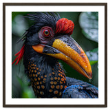 Close Up Of Helmeted Hornbill Bird In Rain thumbnail