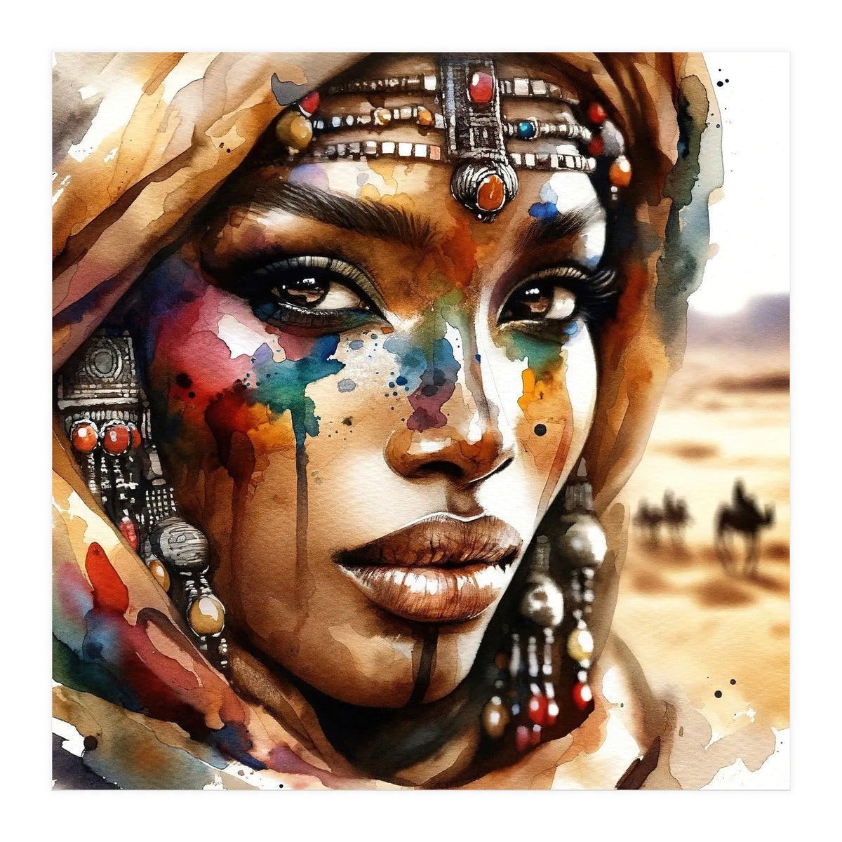 Desert Jewels Tuareg Woman Portrait (Print Only)