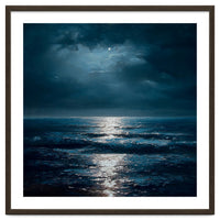 Ethereal Moonlight Over Midnight Ocean Waves
