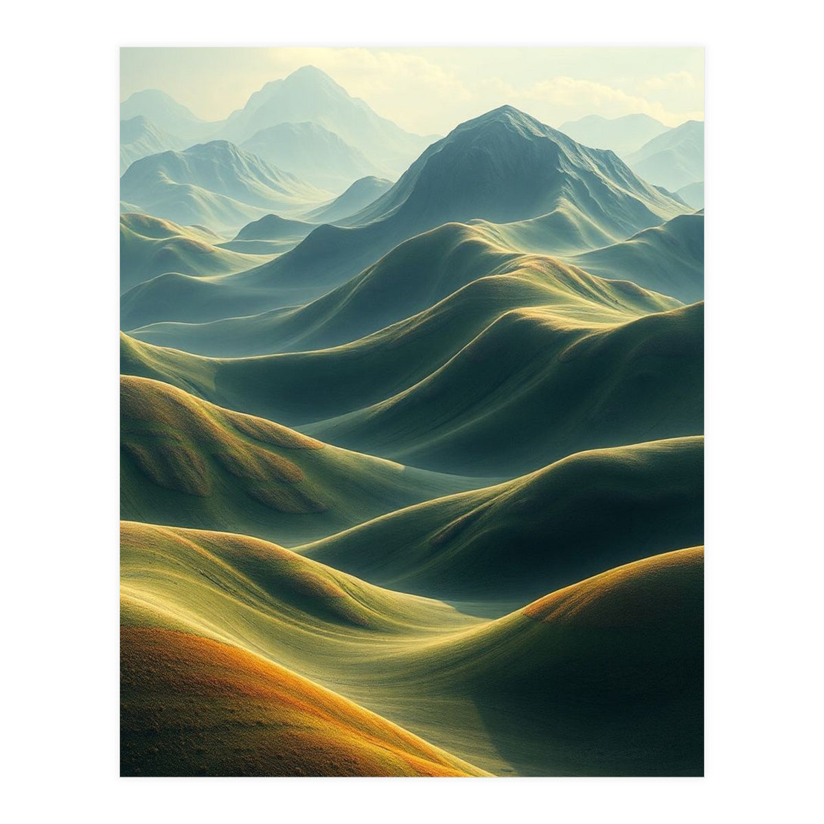 Ethereal Green Mountain Ridges Art (Print Only)