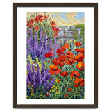 Vibrant Summer Poppy and Lavender Garden Oil Painting thumbnail