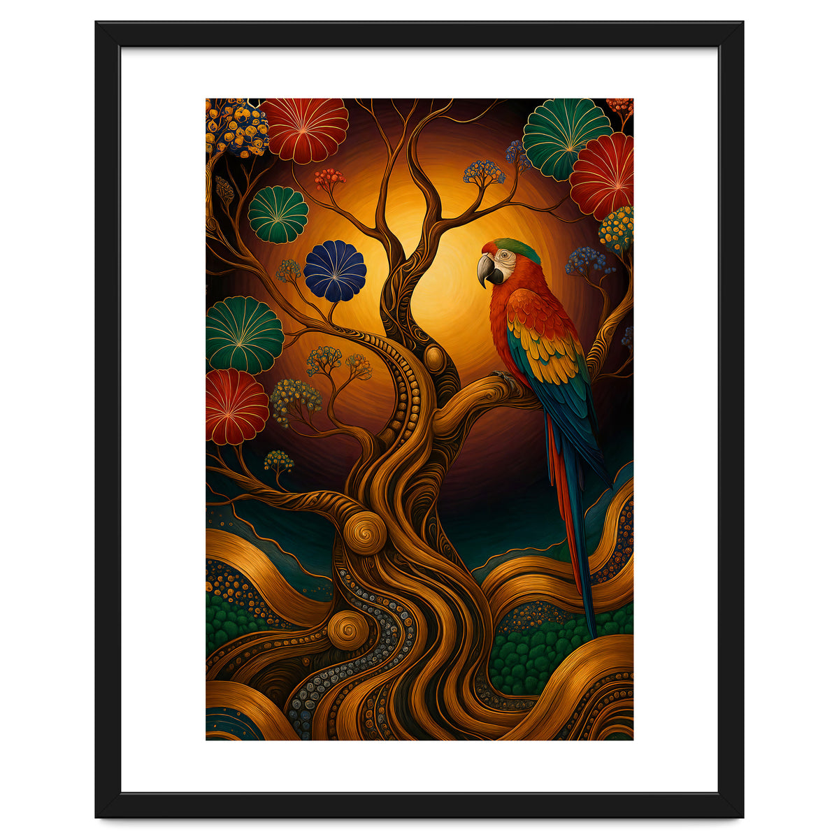 Parrot in Retro Contemporary Aesthetics