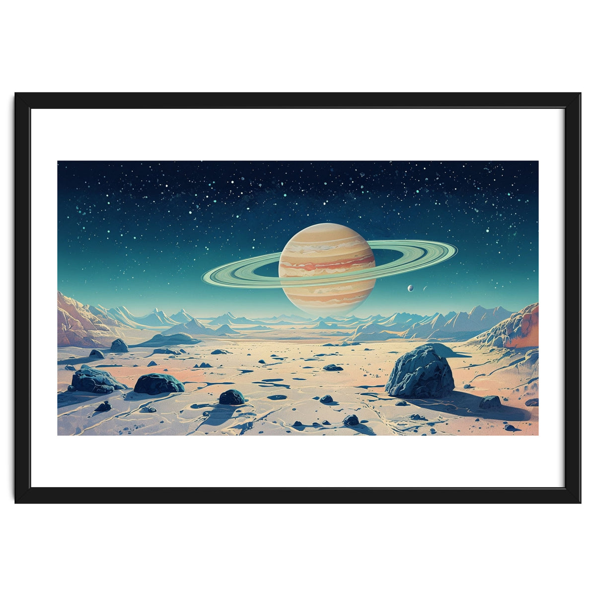 Alien Horizon: Saturn-Inspired Planetary Landscape