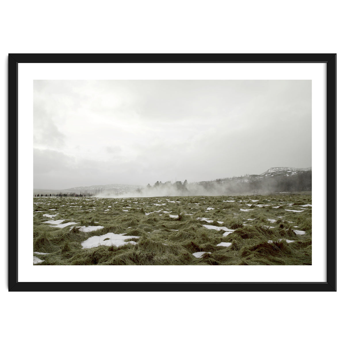 Remaining snow in the late summer greenfield - Iceland