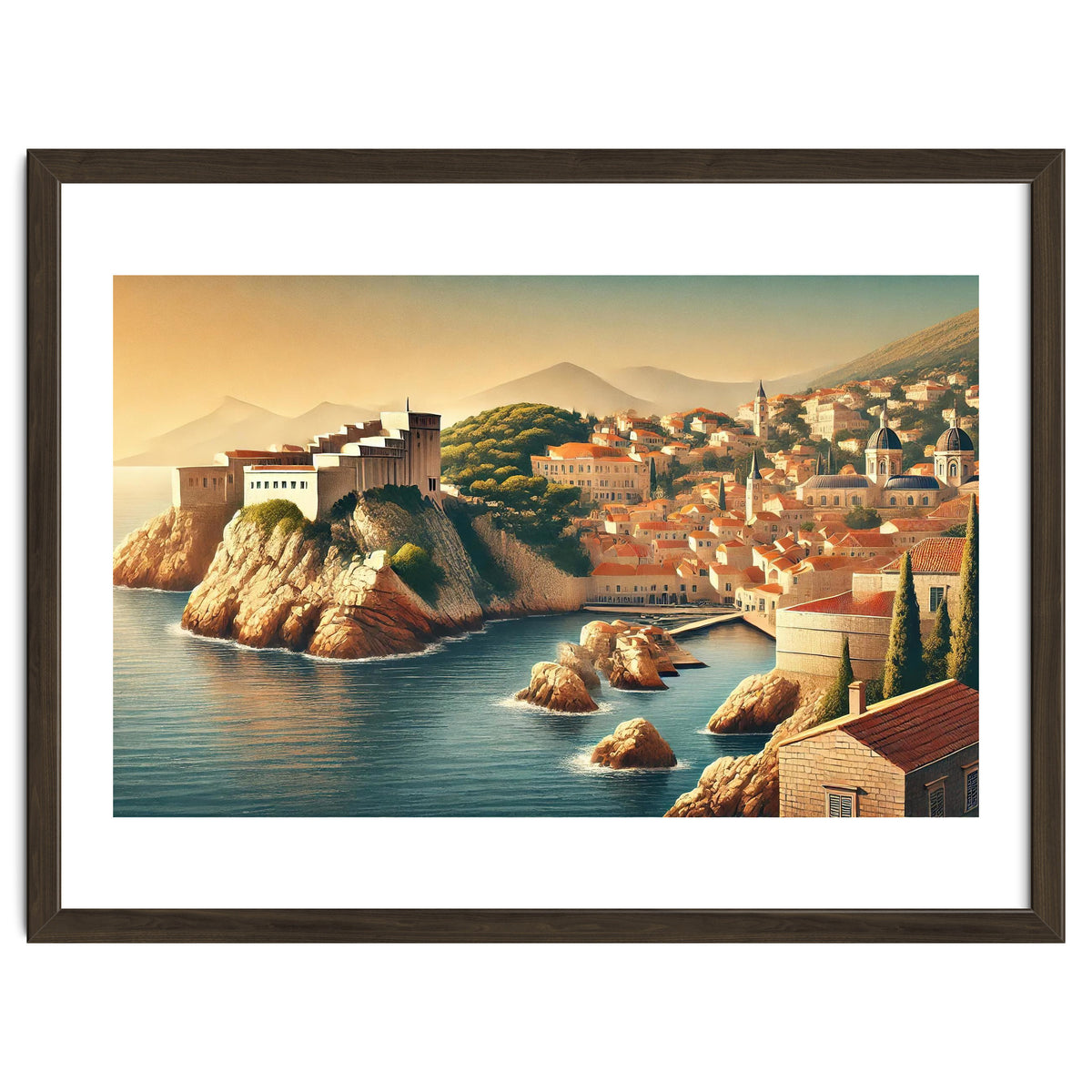 Vintage Croatia, Dubrovnik Coastal Poster