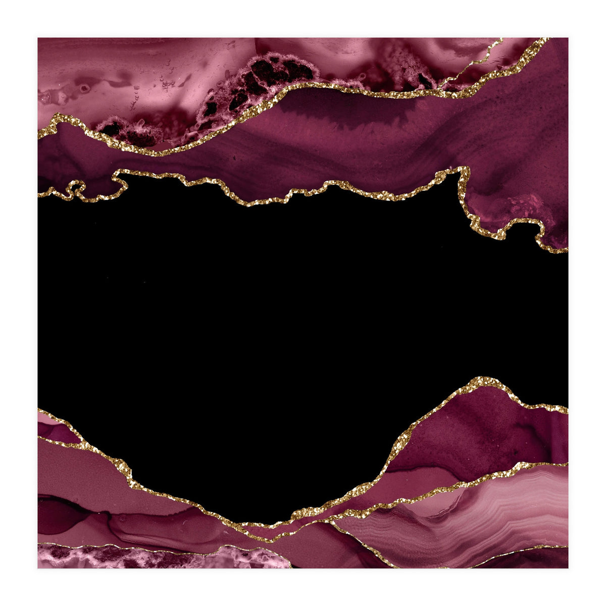 Burgundy & Gold Agate Texture 18  (Print Only)