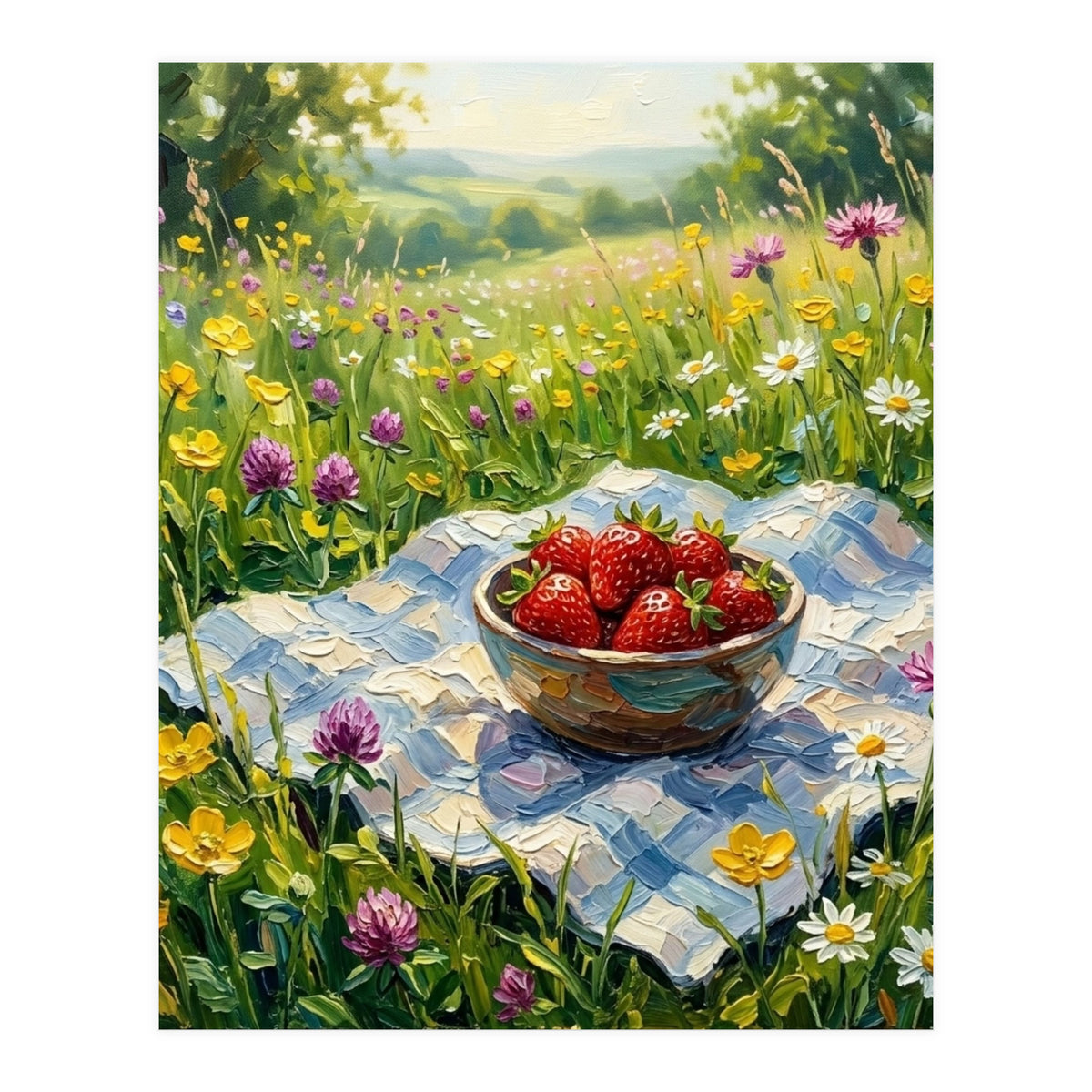 Summer Strawberries in the Meadow (Print Only)