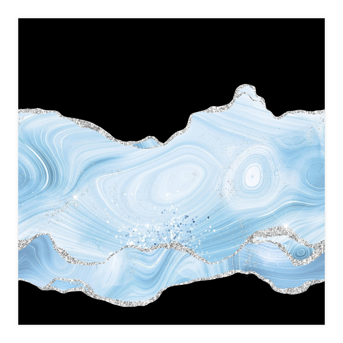 Blue & Silver Agate Glitter Texture 04 (Print Only)