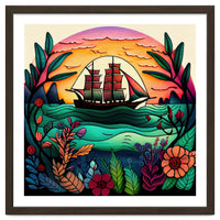 Folk Sunset Sailing Ship