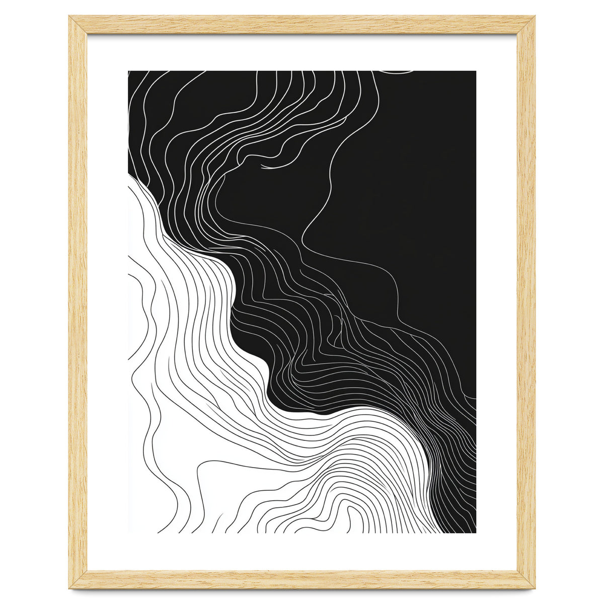 Abstract Black And White Wavy Lines Flowing