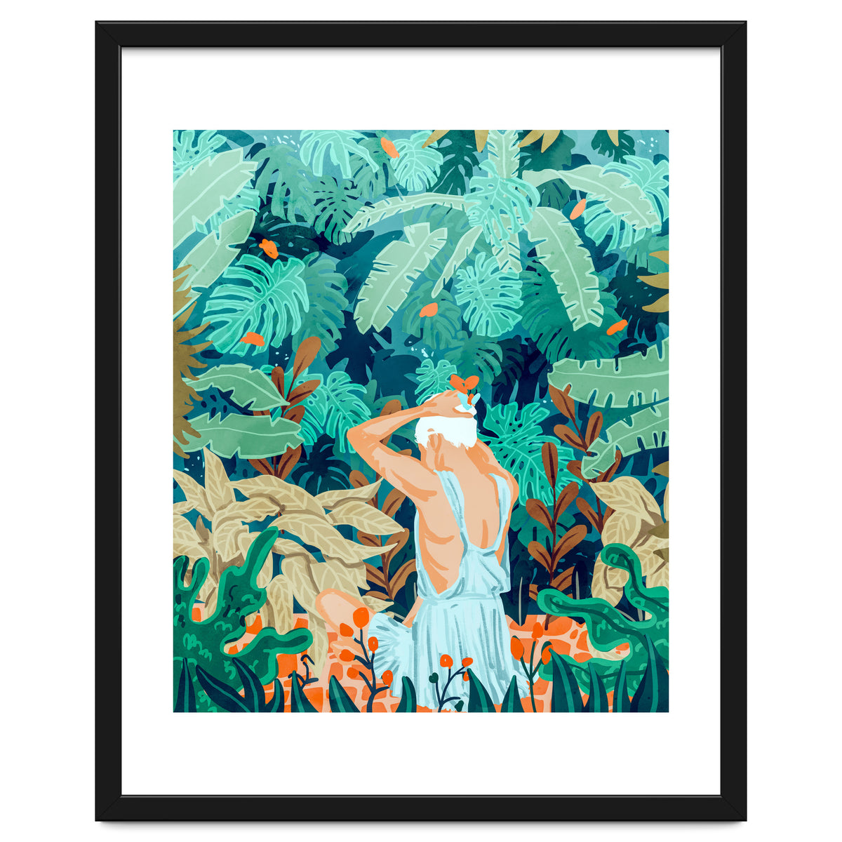 Backyard | Jungle Tropical Nature Painting | Botanical Plant Lady Banana Tree Garden Watercolor